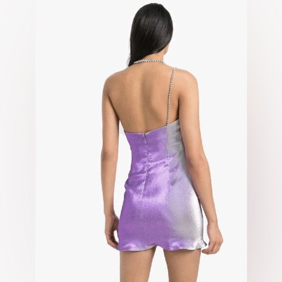 AREA crystal choker mini dress in silver violet - Picture 6 of 12